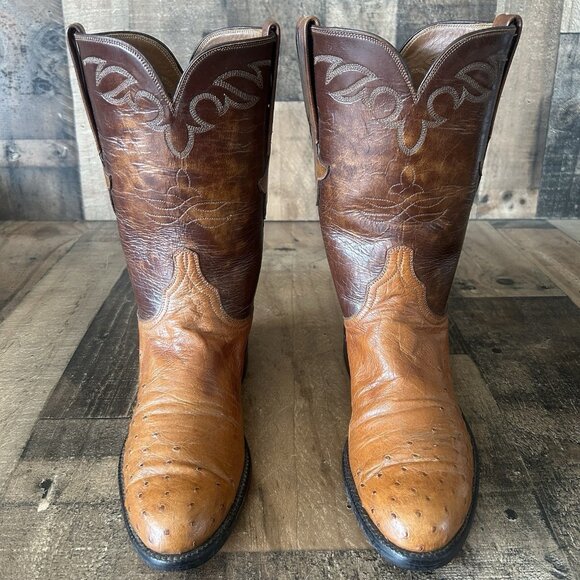 Lucchese Classics L8348 Ostrich Western Cowboy Boots Mens 6.5 D - Picture 2 of 12